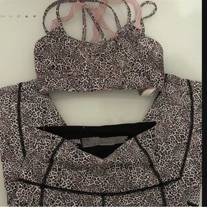 Victoria's Secret Pink and Black Animal Print Activewear Set